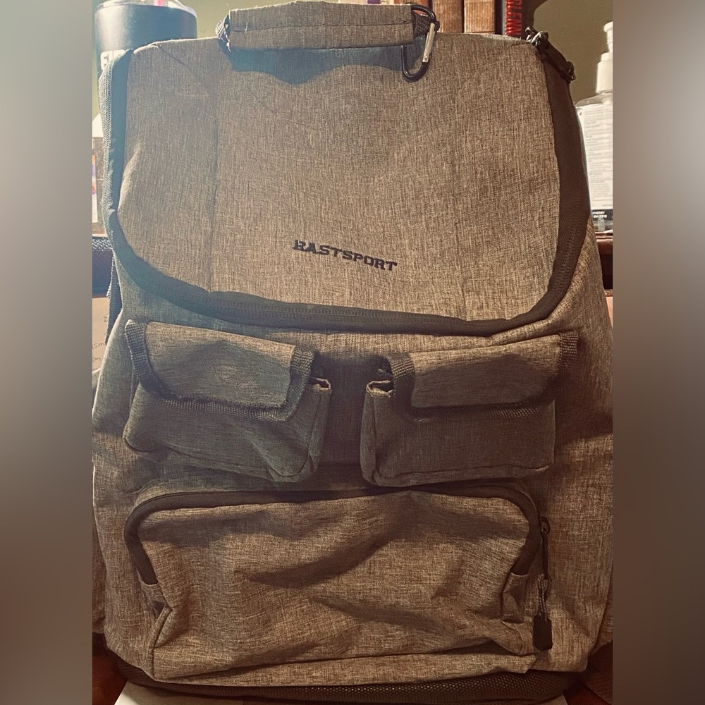 Eastsport Large Top Zipper Backpack-Heather Grey